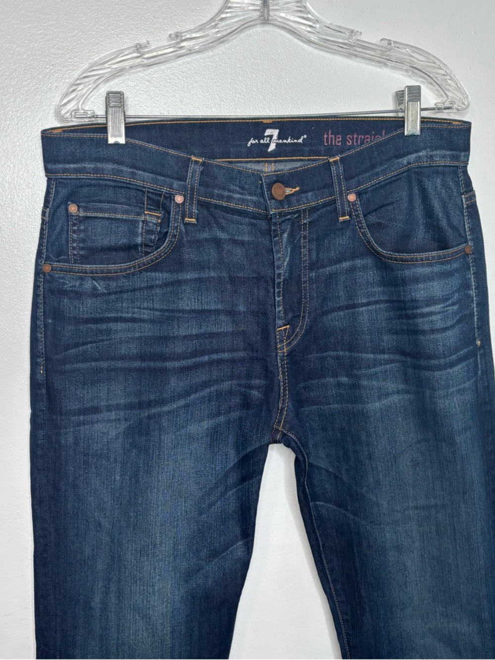 7 For All Mankind Jeans Men’s 32 Dark Blue Denim The Straight Leg - Picture 2 of 10